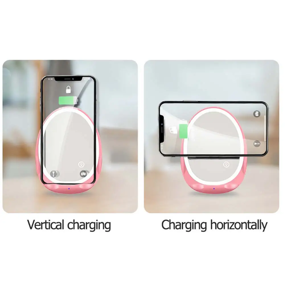 10W Fast Wireless Charger Stand With Lamp And Mirror Wireless Charging For Iphone Portable Inductive Charger Pad For Samsung S10