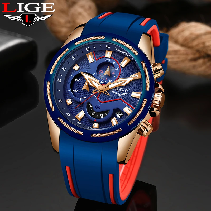 $21.99 Lige Fashion Mens Watches Top Brand Luxury Multi-Function Dial Sports Watch Men Date Waterproof Qua