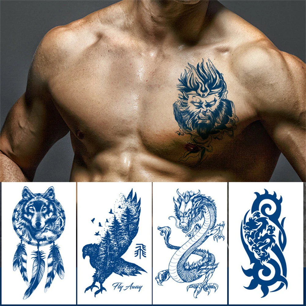 

Animal Sticker Wolf Tiger Water Transfer Tattoos Geometric Totem Flowers For Men Women Body Art Arm Temporary Tattoo Makeup Tool