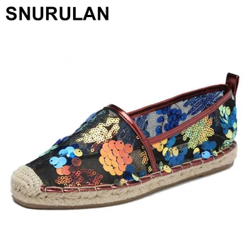 

SNURULAN Summer breathable flat shoes women lace-up loafers comfortable mesh casual ballerina shoes lady travel flat fisherman
