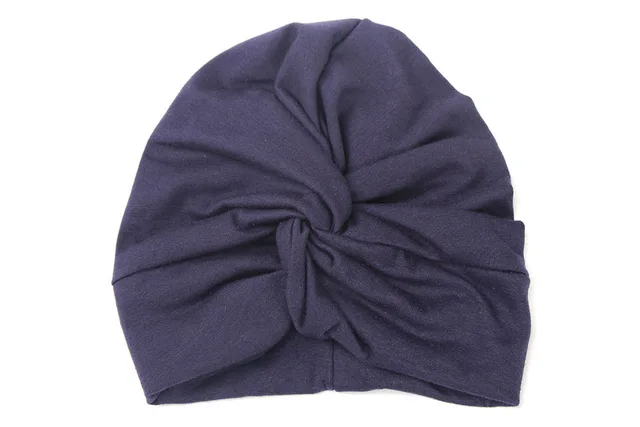 Cute Cotton Blend Baby Turban Hat Newborn Beanie Caps Kids Girls Headwear Infant Toddler Shower Hat Birthday Gift Photo Props 3baby navy
