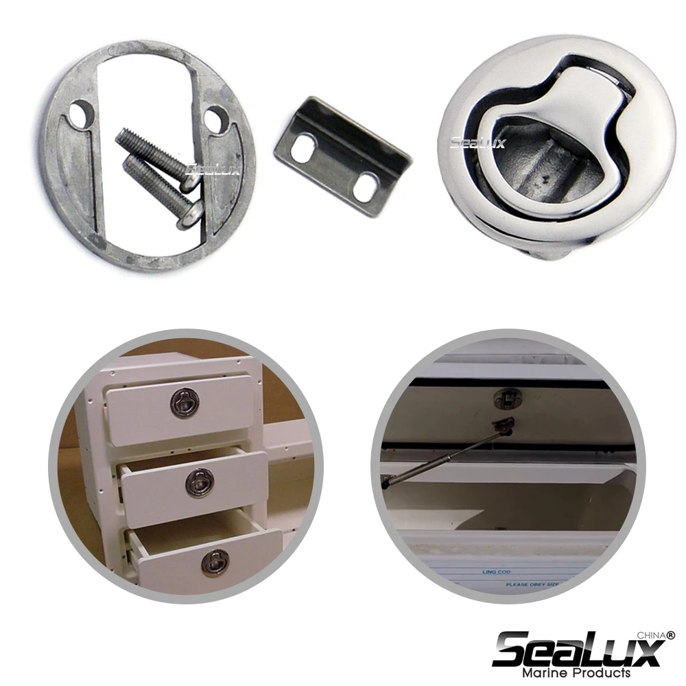 Sealux 4Pcs Round Flush Pull Slam Latch for RV Boat Marine Deck Hatch Door Replacement