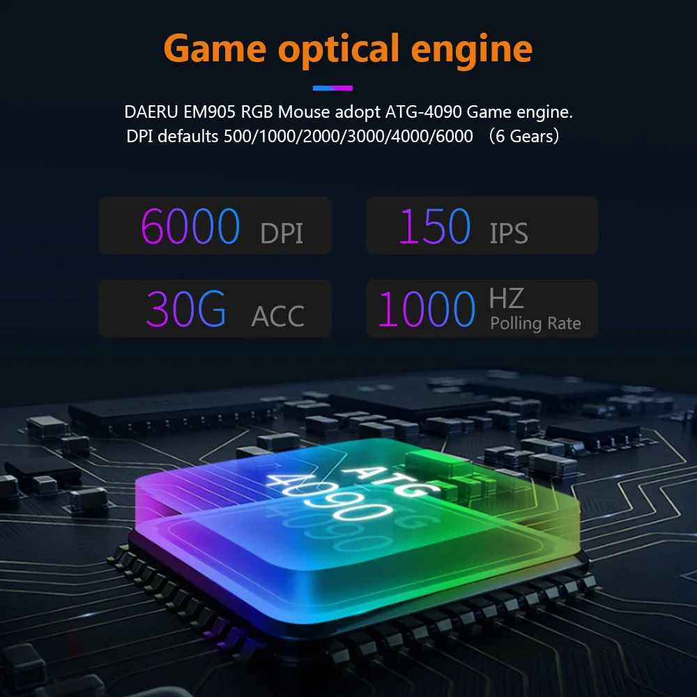 DAREU EM905 RGB Проводная игровая мышь 7 программируемая макро Кнопка 6000 dpi игровая оптическая ручка мыши с золотым соотношением размер для геймера
