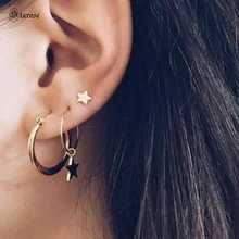 Starose 4 шт. звезда серьги гвоздики для женщин спираль прокалывания ушей пирсинг для пупка золотые серьги кольца пирсинг Висячие серьги ювелирные изделия