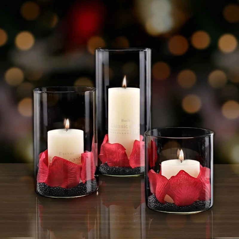 Dia 8cm Glass Candle Holders Cylinder Vases For Pillar Candle, Floating Candles  Holders Or Flower Vase Wedding Centerpieces - Candle Holders - AliExpress