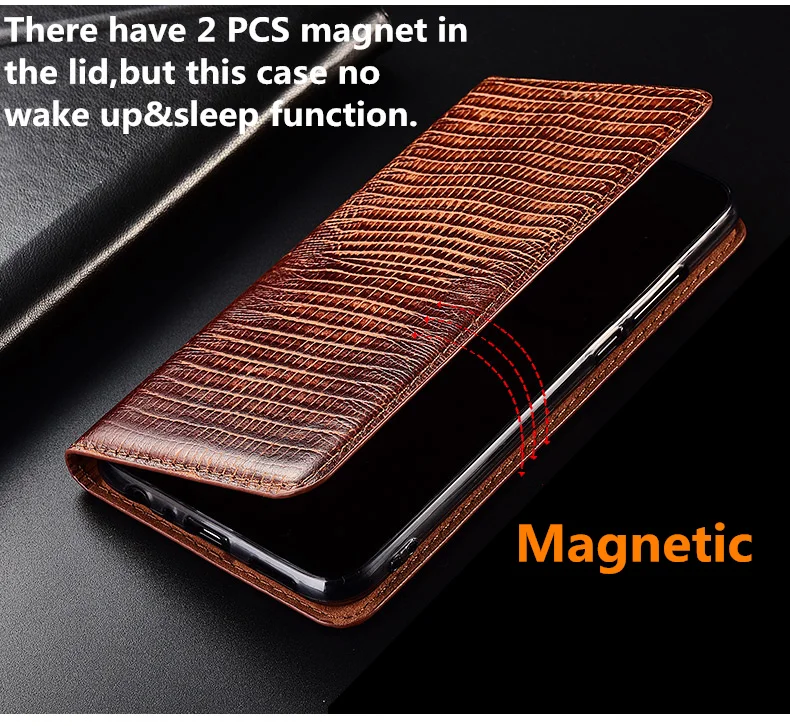 Big Discount CqgAp High end lizard pattern natural leather case card slot holder for Xiaomi Redmi Note 8 Pro/Redmi Note 8 magnetic phone case funda