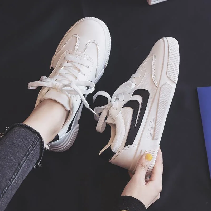 

Women Sneakers Shoes Fashion Vulcanized Shoes Casual Sneakers Lace Up Flat Shoes Women Walking Platform White Female Footwear