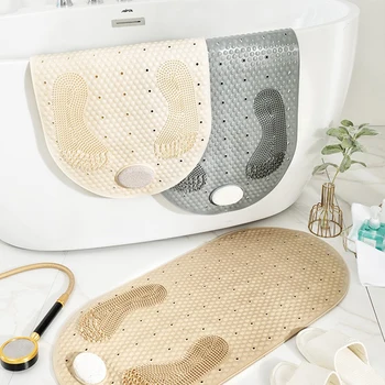 

Oval Solid Color Bathroom Mat Simple PVC Toilet Carpet Anti-slip Bathtub Shower Rugs WC Massage Foot Pad Bathroom Accessories