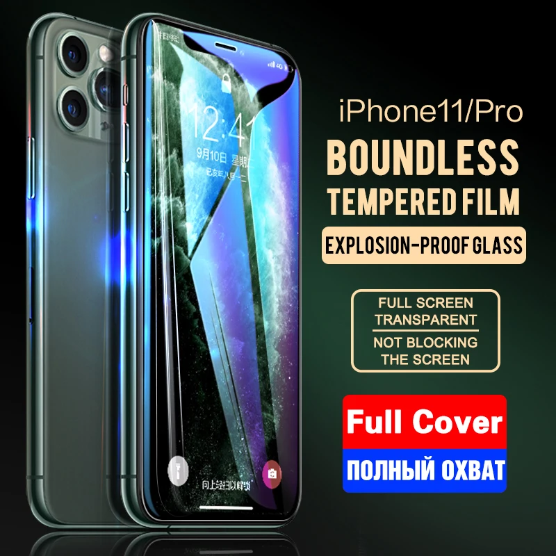 2 шт Полное покрытие защитное стекло для iPhone 11 Pro Max Закаленное стекло пленка на iPhone X XR XS Max 6 7 8 plus защита экрана