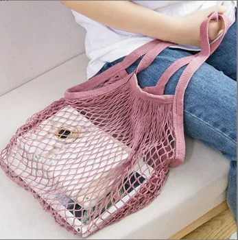 

Grocery Shopping String Bag Cotton Net Pocket Hand Shopping String Bag Supermarket Shopping Bag Hanging Bag Can Be Repeated Use