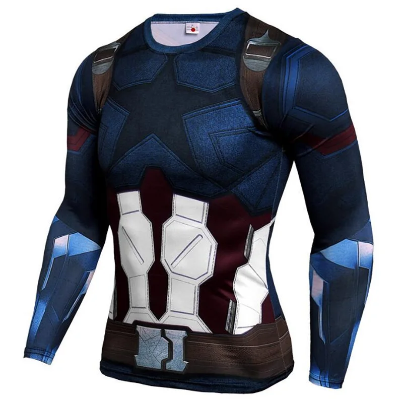 Marvel, Супермен, Человек-паук, футболка для бега, мужская спортивная одежда с длинным рукавом, компрессионные рубашки, футболка для спортзала, фитнес, Спортивная мужская рубашка
