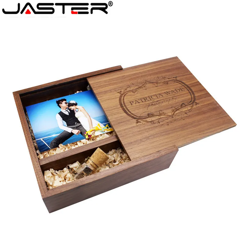 Jaster Drift Garrafa Usb Pen Drive Livre Logotipo Personalizado Caneta Drive Caixa de Madeira Foto Álbum Original Pendrive Fotografia Presentes de Casamento Pen drive USB - Imagem 2