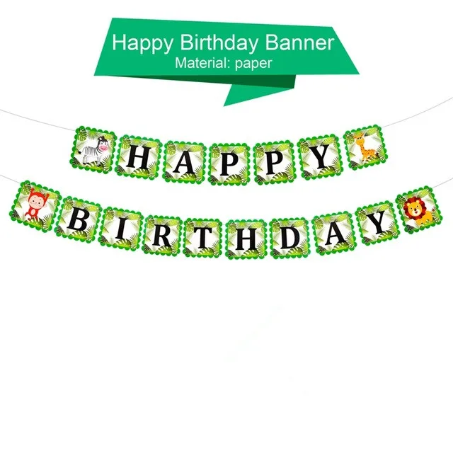 Happy Birthday Banner Animal Lion Cake Topper Kid Birthday Party Ocean Wild Animal Jungle Party Supplies Children's Day Gifts - Цвет: banner 2