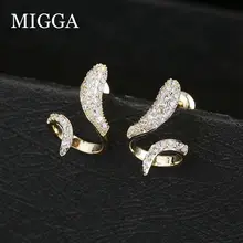 MIGGA серьги-гвоздики из Кубического циркония с камнями в виде змеи золотого цвета с фианитами Модные женские ювелирные изделия