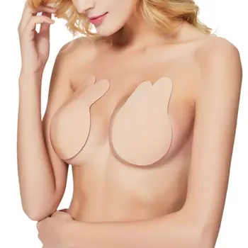 

2Pcs/Pair Women Cute Rabbit Ear Invisible Bra Lifting Chest Stickers Breathable Bio-Silicone Nipple Cover Anti-Sagging Chest Pad