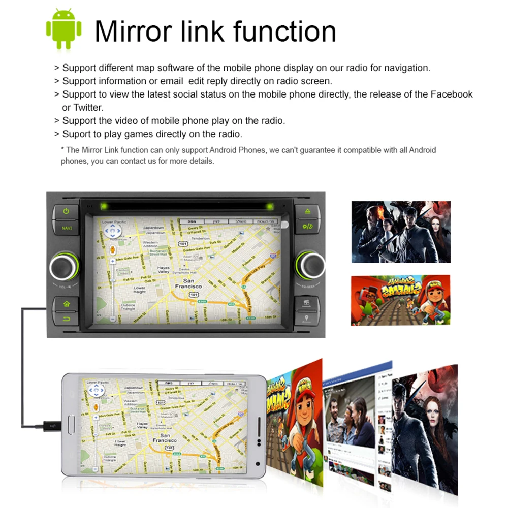 Best A-Sure 2 Din Car Auto Radio GPS DVD Player Navigation For Ford Transit Focus Galaxy S-Max C-Max Fusion Fiesta SWC Bluetooth 5