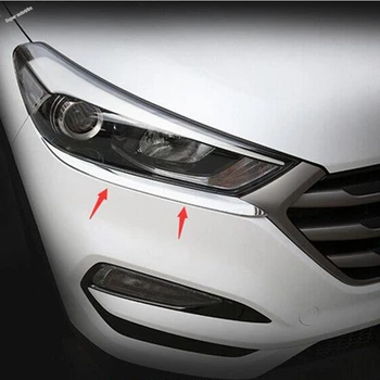 

Lapetus Front Head Lights Lamp Eyelid Eyebrows Lid Cover Trim Kit Bright Style Exterior For Hyundai Tucson 2016 2017 2018 ABS