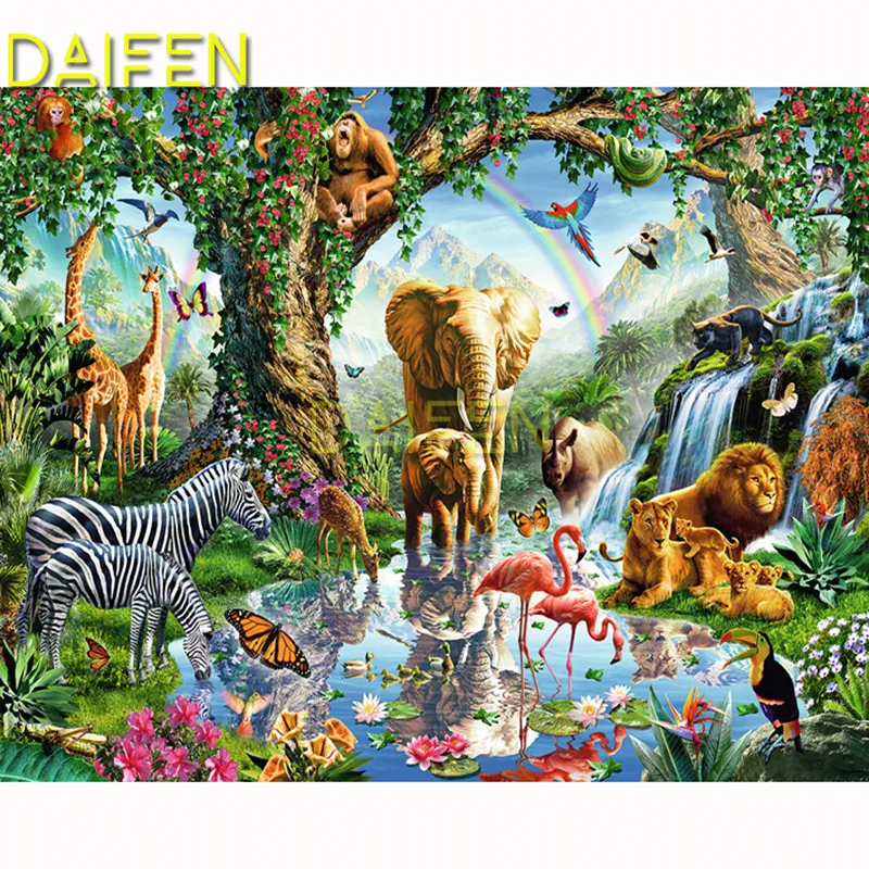 

Full Round Diamond mosaic 5D DIY Diamond painting Cross stitch Full Square Diamond embroidery zoo cat dog zebra elephant lion