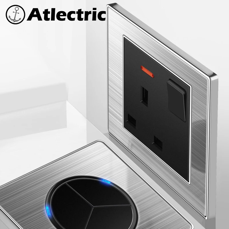 Atlectric высокой мощности Электрический переключатель водонагревателя 20A неоновый кондиционер настенный свет переключатель из нержавеющей стали Панель кнопка выключатель света,переключатель,кнопки кнопка включения
