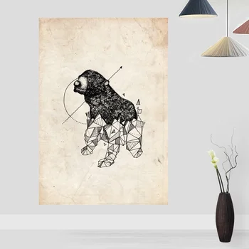 

Vintage Art Poster bear geometric Canvas Print Home Decor Wall Art Decor No Frame