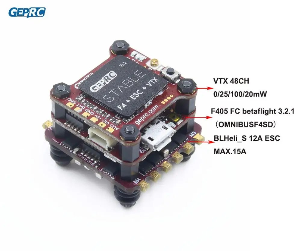 GEPRC стабильный F4 мини летучая мышь летное управление Betaflight + 12A/20A 4 в 1 ESC 48 каналов