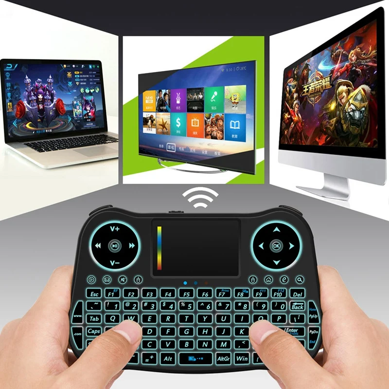 MT08 2,4 GHz Air mouse беспроводная сенсорная клавиатура QWERTY с подсветкой для tv Box PC Android