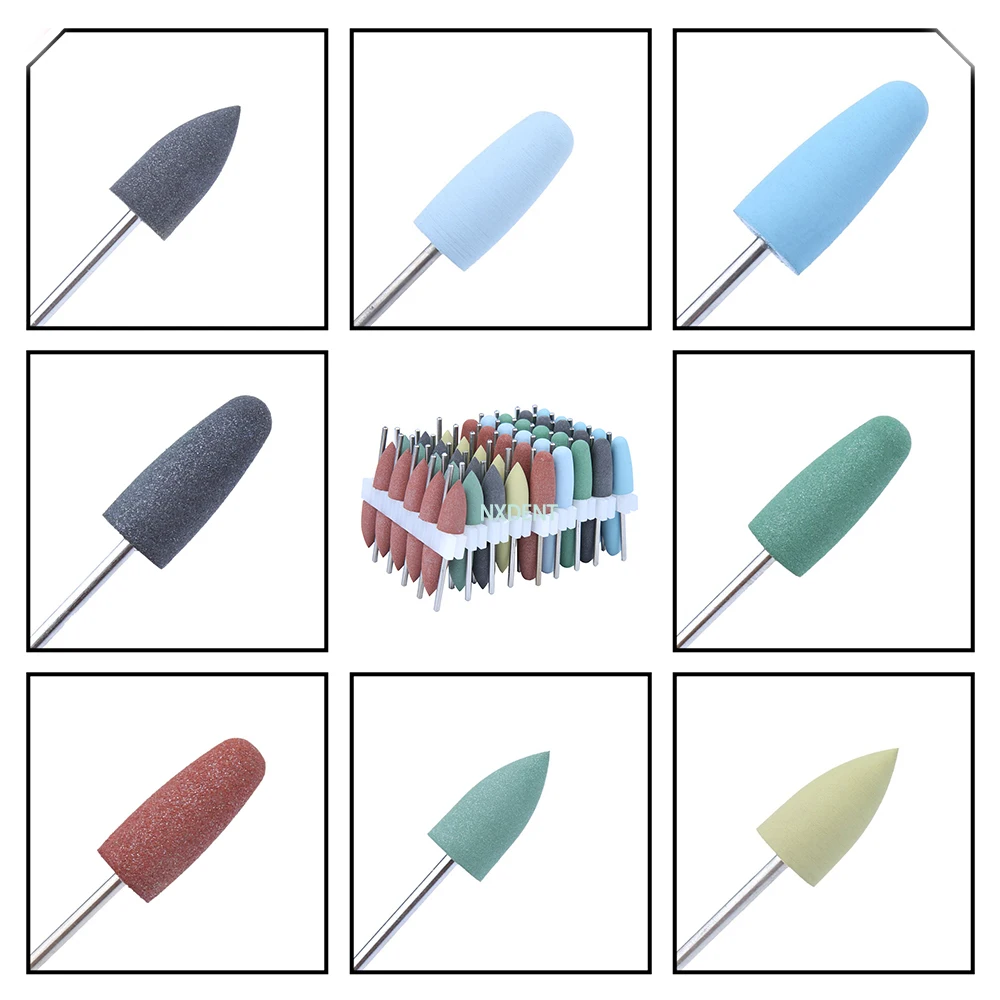10pcs 2.35mm Silicone Rubber Polishers Dental burs Grinders Nail Drill Bits for Electric Manicure and Oral Polishing | Красота и
