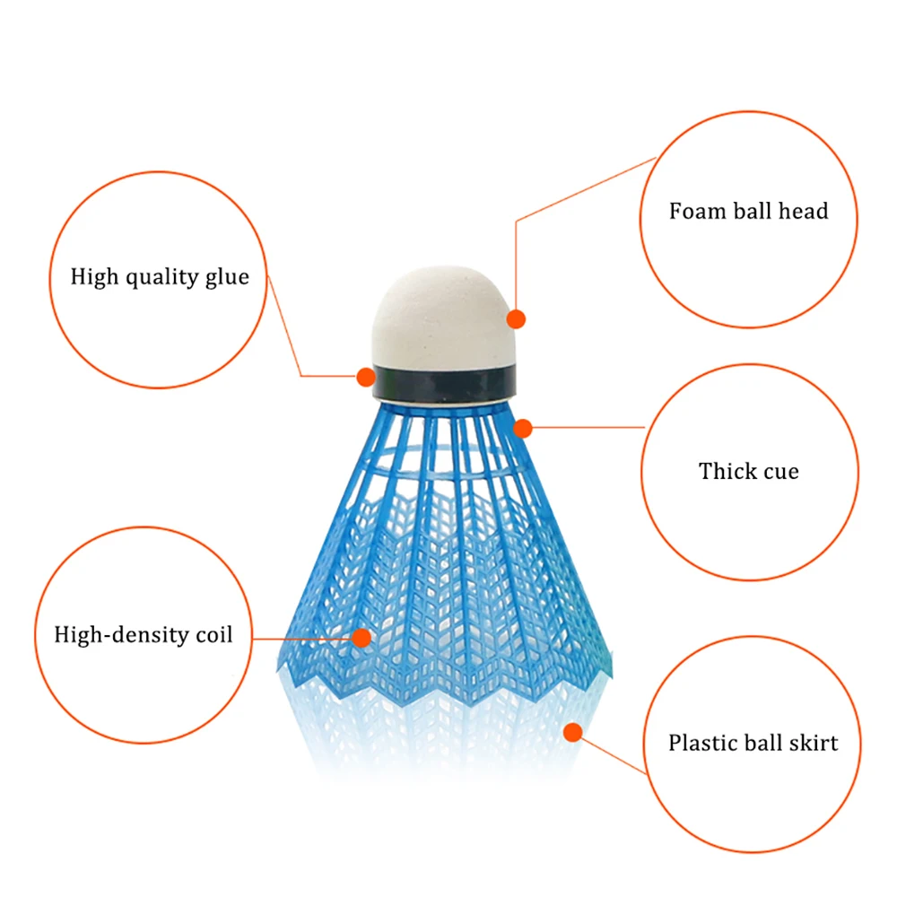 Colorful Badminton Balls Portable Indoor Outdoor Sport Training Game Flying Stability Durable Balls Nylon Shuttlecocks 12PCS badminton shuttlecock badminton ball