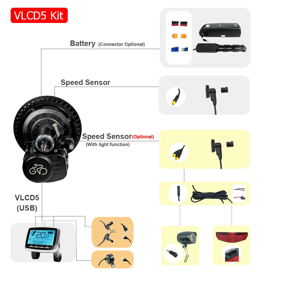 Tsdz 2 48 в 500 Вт датчик крутящего момента двигатель VLCD5 VLCD6 XH18 дисплей центральный