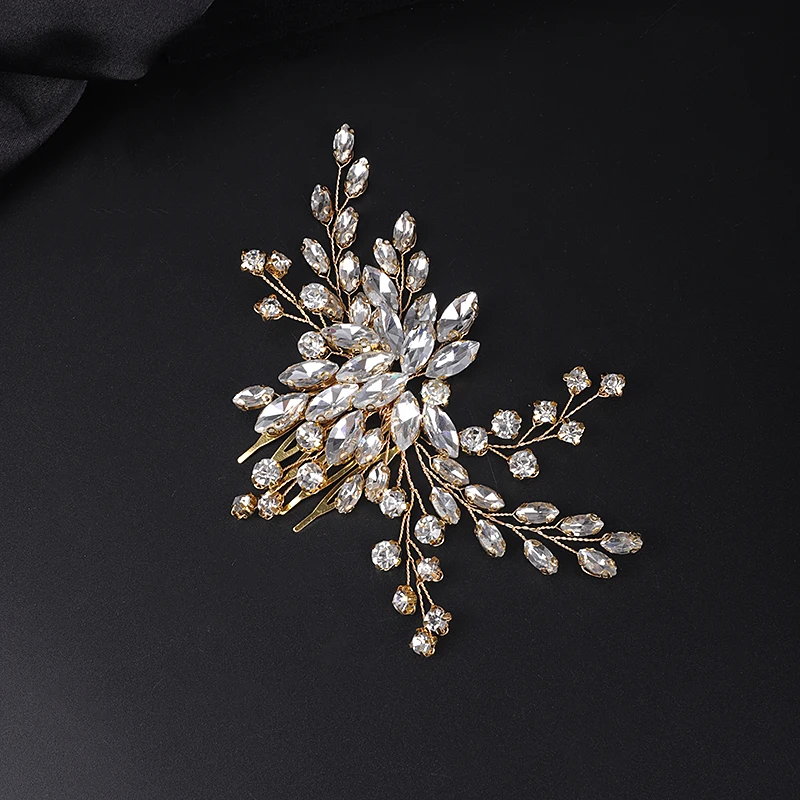 Silver Rhinestone Rose Gold Hair Comb Head Jewelry Hair Accessories for Women Bridal Wedding