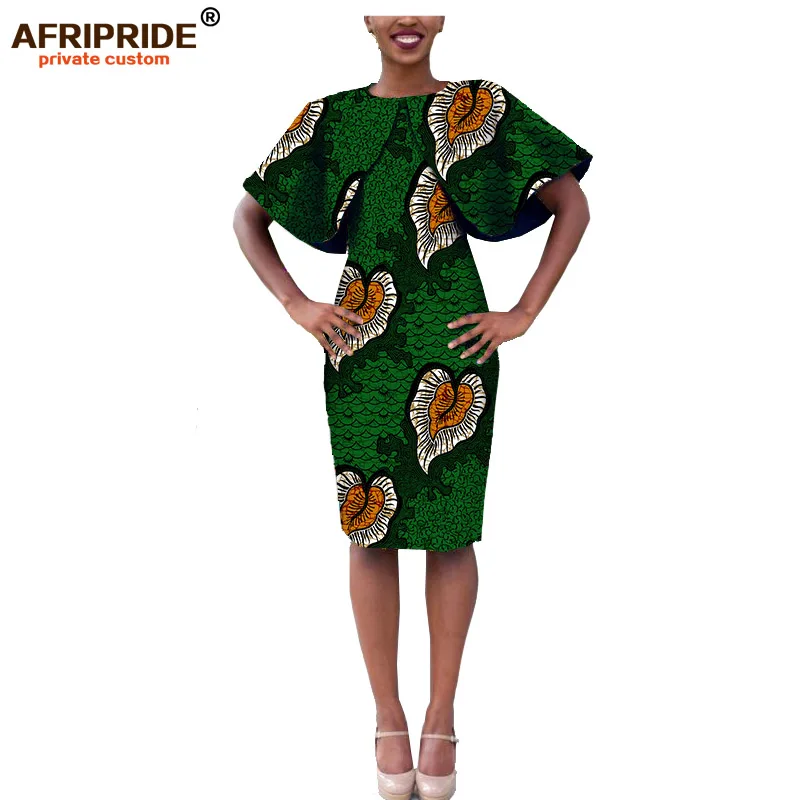 Африканское осеннее женское платье AFRIPRIDE, индивидуальное Повседневное платье до колена с рукавом-накидкой, супер восковой хлопок, большие размеры A722561 - Цвет: 528J