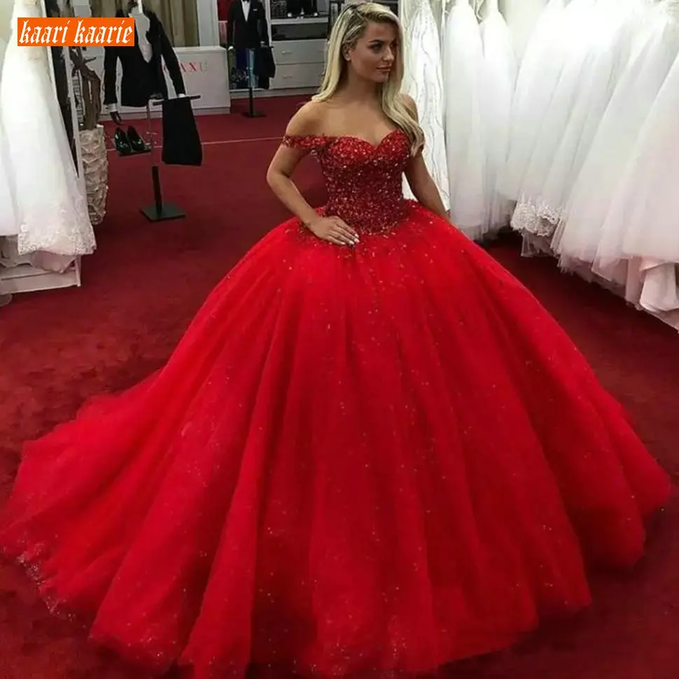 Сказочное Красное Бальное Платье, Свадебное платье, милое Тюлевое расшитое бисером Пышное свадебное платье для принцессы, на заказ, для свадьбы, вечерние платья невесты
