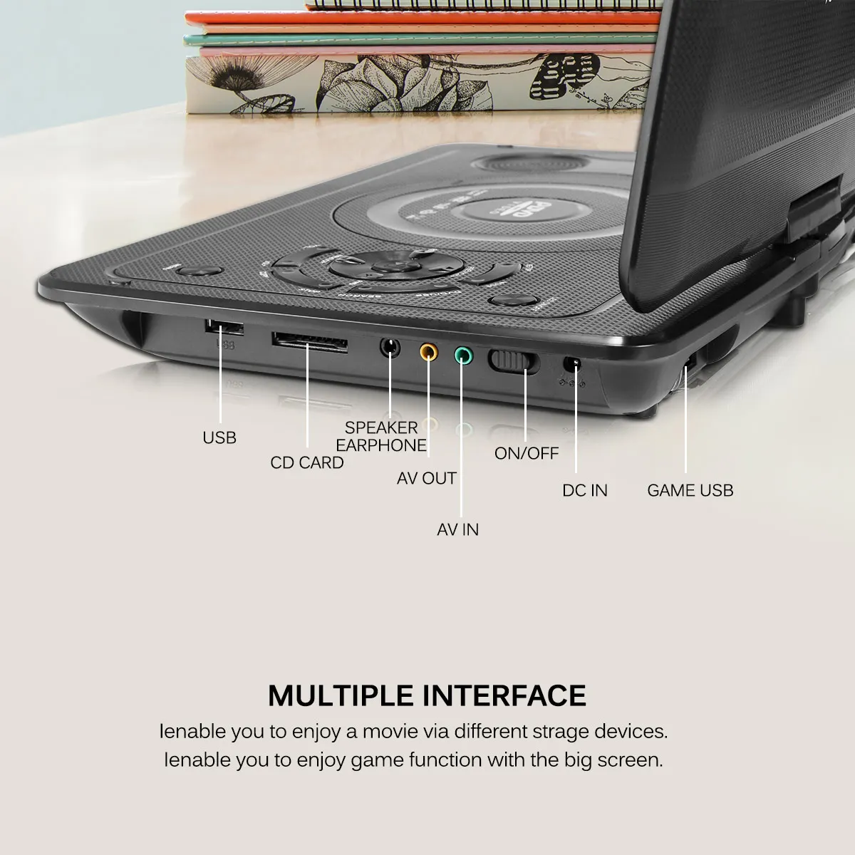 Портативный DVD плеер Powstro 13 9 дюймов HD TV разрешение 800*480 ЖК экран 16:9 110 240 В разъем ЕС