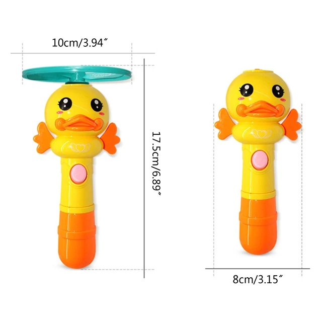Kids Baby Fun Glowing Toy Colorful Flashing Ejection Flying Disc with Cute Duck Shape Switch Stick Children Outdoor Luminous Toy 6