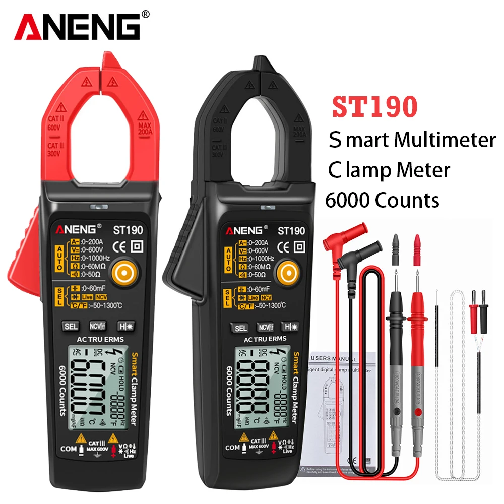 ANENG ST190 Clamp Meter 6000 Counts True RMS Digital Professional Multimeter AC Current Tester Meters Voltmeter Auto Range | Инструменты