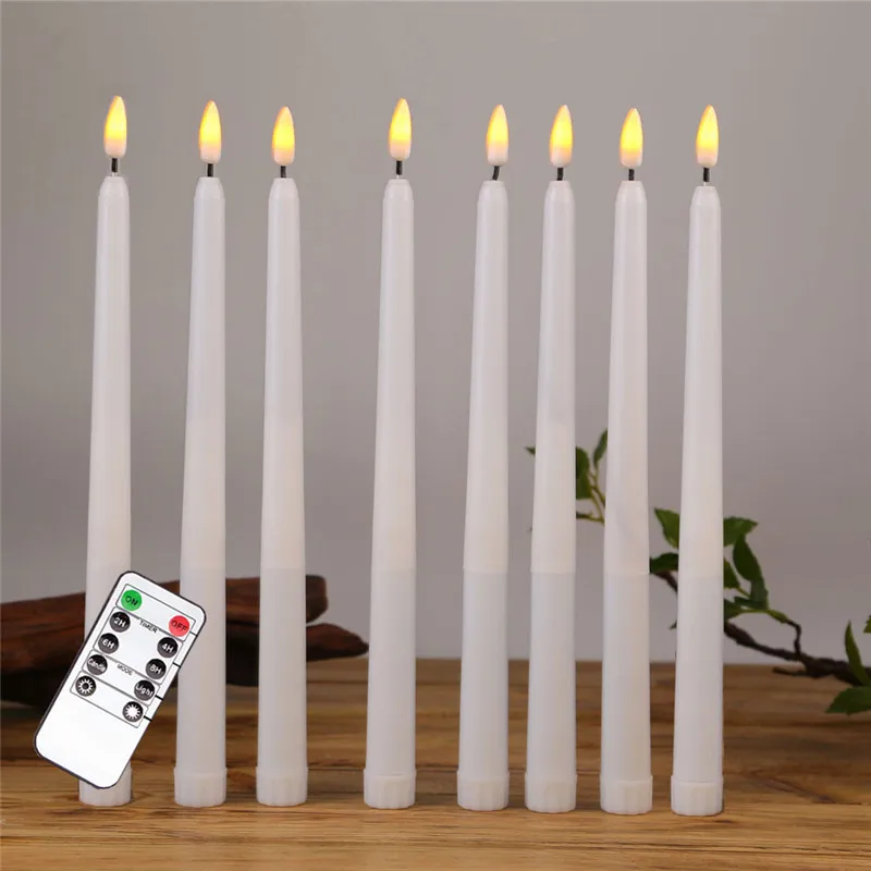 Yellow light B Упаковка из 8 теплых белых дистанционных беспламенный светодиодный конус свечи реалистичные яркие мерцающие лампы на батарейках 28 см цвета слоновой кости светодиодный свечи - Цвет: Yellow light B