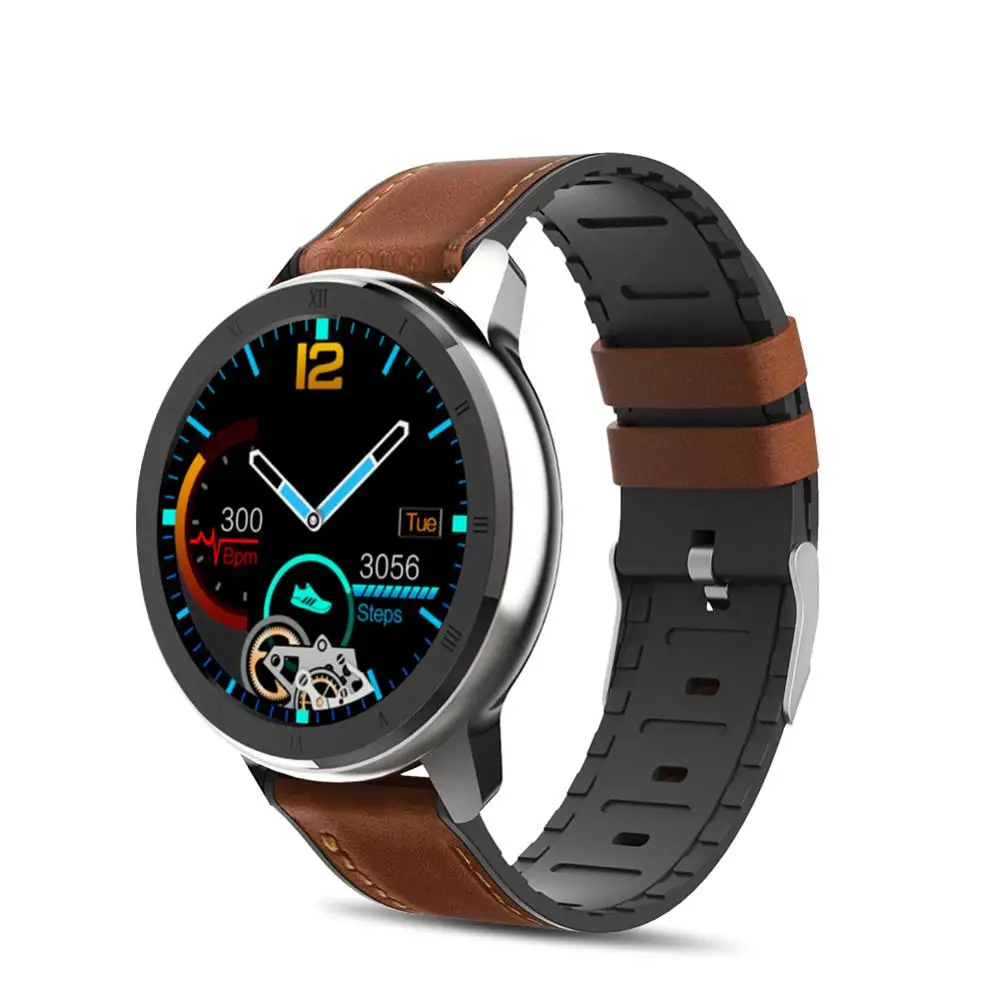 

ELF2 PPG + ECG Smart Watch 1.3 Inch Touch Screen 360*360 HD Resolution Stainless Steel Case Strap Replaceable IP68 Waterproof