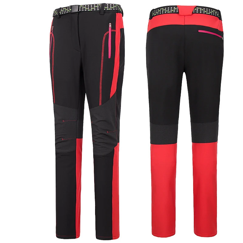 Snow Pants Women Men Thick Warm Fleece Softshell Pants for Waterproof Windproof Fishing Camping Hiking Skiing Trousers - Цвет: women orange