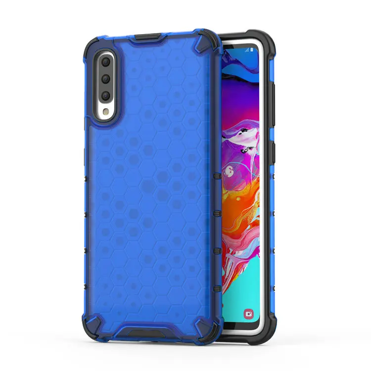 2 в 1 противоударный чехол для samsung Galaxy A7 Чехол samsung A 70 чехол TPU бампер задняя крышка для samsung A70 задняя крышка Coque - Цвет: Синий