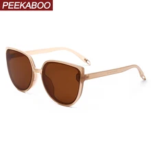 Peekaboo Ретро кошачий глаз солнцезащитные очки коричневые женские подарок на год большие солнцезащитные очки для женщин черные модные очки uv400