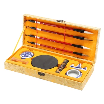 

Chinese Calligraphy Writing Brushes Ink Stick Stone Holder Stamp Washer Set Gift