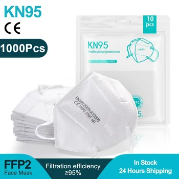 شراء1000 قطعة FFP2 KN95 Mascarillas النظافة 5 طبقة الغبار قناع مرشح Ffp2reutilizable قناع Ffpp2 مكافحة القطرة Ffp2mask Ce KN95 أقنعة