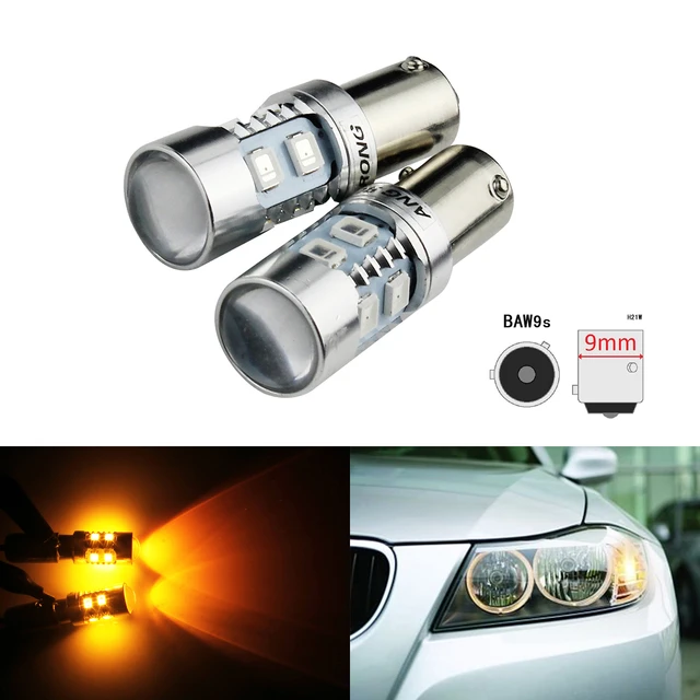 ANGRONG 2x Amber HY21W BAW9s LED Car Light 10SMD 2835 LED Indicator Parking Light  Bulb For Citroen C4 Grand Picasso - AliExpress