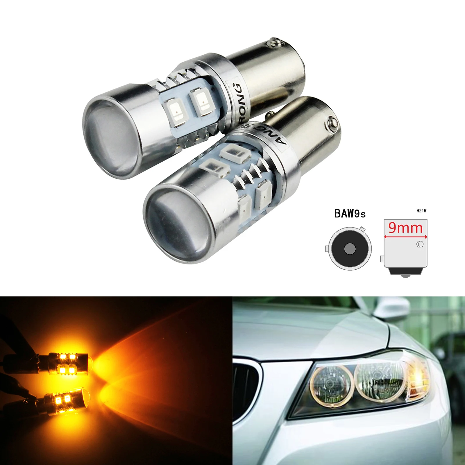 Angrong – 2 Ampoules Ambre Hy21w Baw9s 10smd 2835, Feu De Voiture Pour  Citroen C4 Grand Picasso - Signal Lampe - AliExpress