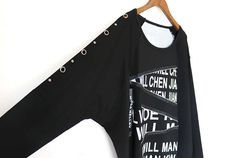 XITAO на молнии с несимметричным подолом футболка с длинным рукавом с круглым вырезом модная футболка уличная трендовая женская одежда WLD3048