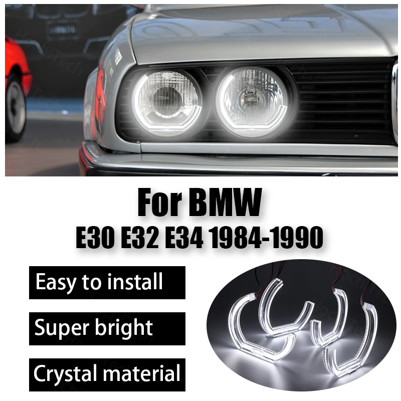 

DRL Cut Style DTM U Shape Light Day Light Crystal LED Angel Eyes Kit for BMW E30 E32 E34 1984-1990