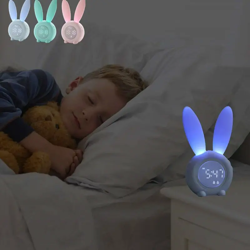 Милый кролик будильник Креативный светодиодный цифровой Повтор мультфильм электронные часы Пробуждение светильник дисплей украшение для дома часы