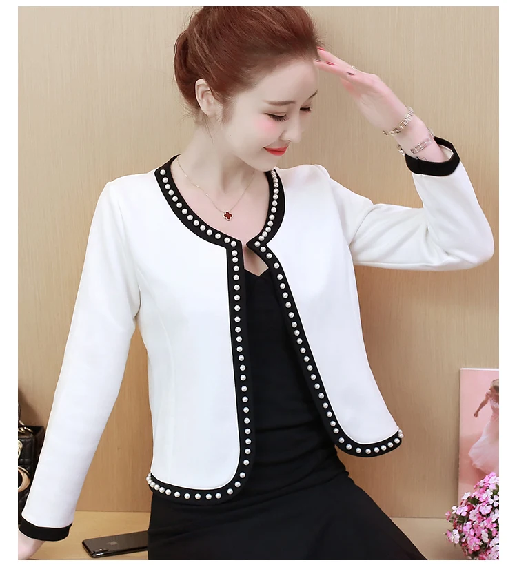 Chaquetas mujer короткая женская куртка casaco feminino пальто и куртки женская белая женская куртка с длинным рукавом и бисером AE22