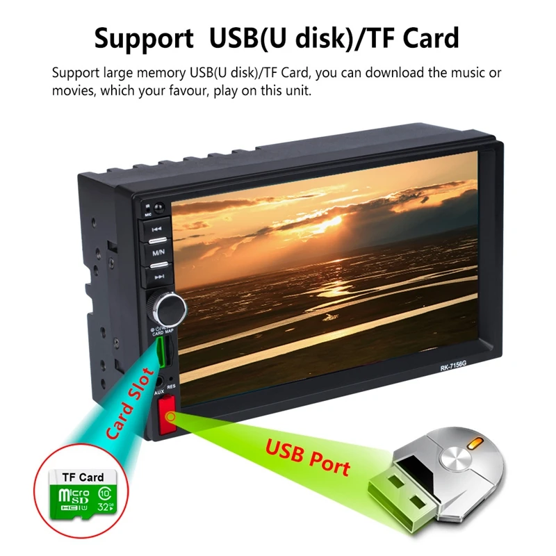 2 Din 7 дюймов HD TFF контактный экран Автомобильный gps навигатор FM Bluetooth Радио AUX 7156G Автомобильный плеер телефон зарядка Hands-Free вызов