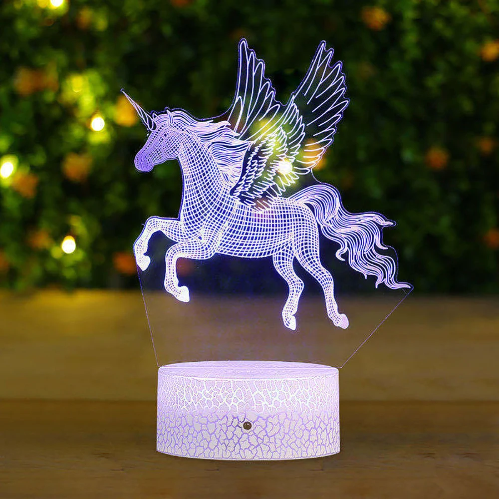 Octopus Unicorn Visual 3D Acrylic LED  Night Light Touch Table Desk Lamp Gift 